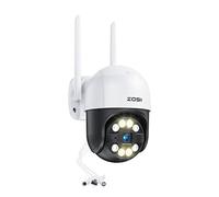 ZOSI 4MP Cámara Vigilancia WiFi Exterior Pan y Tilt, 2.5K Cámara Seguridad Giratoria con Enchufe, Detección y Alarma de Personas, Visión Nocturna en Color, Audio Bidireccional