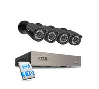 ZOSI Kit de Videovigilancia 5MP Lite 8CH H.265+ Grabador DVR con (4) 1080p Cámara de Seguridad Exterior, Visión Nocturna, Alarma de Movimiento, 1TB Disco Duro
