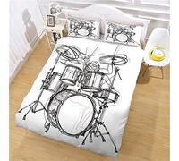 ZPOEQW Juego De Funda Nórdica Cama 90 Infantil, 3 Piezas Impresión Batería De Banda De Música 3D Ropa De Cama De Microfibra Funda De Edredón con 2 Fundas De Almohada, Muy Suave Transpirable