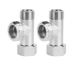 ZPSHYD 2PCS 3-Way Válvula Conectora para el Baño, Latón Adaptadores 3/8 Pulgadas 2 Arandelas a Juego para WC Bidet Cromo