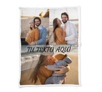 ZPUBLI+ Manta Personalizada con Foto y Texto. Manta Collage. Manta sofá y Cama. Regalo Original de Navidad, cumpleaños, Aniversarios, San Valentín, papá, mamá, Regalo para Parejas. (3 Fotos, 105x75)