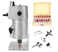 ZPYXBH Fresadora Eléctrica Para Madera, Recortadora De Mano De Aluminio, Laminador De Madera Para Carpintería, Carpinteros Herramienta Fresadora 800W Con 15 Piezas De Brocas De Enrutador