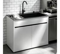 ZQFHSX Fregadero de Acero Inoxidable con Mueble de Aluminio, Independiente, 65/80 cm