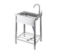 ZQFHSX Fregadero de Acero Inoxidable para Cocina, Fregadero Auxiliar Independiente con grifos de Agua fría y Caliente para Bar, Camping, jardín, lavadero o Garaje, fácil de Limpiar (42 ×