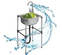 ZQFHSX Fregadero de Cocina Independiente de Acero Inoxidable, Fregadero móvil Comercial de un Solo Seno, Fregadero de Restaurante de Acero Inoxidable (52x38x75cm)
