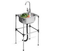 ZQFHSX Fregadero de Cocina Independiente de Acero Inoxidable, Fregadero utilitario móvil Comercial de un Solo Seno, lavamanos Independiente (37x31x80cm)