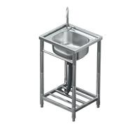 ZQFHSX Fregadero Independiente de Acero Inoxidable de 1 cubeta con Grifo de Agua fría para Uso doméstico y Comercial en Garaje, lavadero, baño, Autocaravana y Camping (48 x 42 Pulgadas, 8