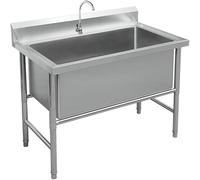 ZQFHSX Fregadero Independiente de Acero Inoxidable para Exteriores, jardín, 1 Compartimento, Lavabo Comercial para Cocina, Garaje, Taller, lavadero, Camping (80 * 60 * 80 cm)