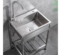 ZQFHSX Fregadero portátil Independiente para Exteriores, Cocina, jardín, Uso Comercial, Acero Inoxidable, para Camping, con Grifo y desagüe, fácil de Limpiar.