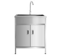 ZQFHSX Fregadero utilitario Independiente con Mueble, de Acero Inoxidable, para Exteriores, cocinas comerciales, baños, restaurantes, Granjas y lavanderías - Un Solo Color