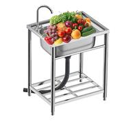 ZQFHSX Fregadero utilitario Independiente de un Solo Seno para Exteriores con Estante de Almacenamiento, bañera de lavandería, Grifo Combinado con Filtro para Garaje, Restaurante, Cocina,