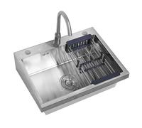 ZQFHSX Lavabo de Acero Inoxidable de Pared, Fregadero de Cocina de un Solo Seno con Grifo, estación de Lavado de Manos, Fregadero Exterior, utilitario para lavadero, Garaje, jardín.