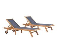 ZQQLVOO 2 tumbonas plegables, de madera de teca maciza, textil, para jardín, exterior, jardín, terraza, patio o piscina