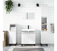 ZQQLVOO Armario de baño blanco 58 x 33 x 60 cm de madera | 1 compartimento grande con 2 puertas, patas de hierro, soporte de pared incluido, estilo industrial, muebles de baño
