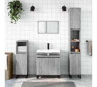 ZQQLVOO Armario de baño gris Sonoma 58 x 33 x 60 cm de madera | 1 compartimento grande, 2 puertas, patas de hierro, estilo industrial, soporte de pared incluido