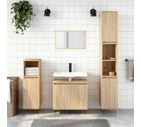 ZQQLVOO Armario de baño Sonoma roble 58 x 33 x 60 cm de madera | 1 compartimento grande con 2 puertas, patas de hierro, estilo industrial, soporte de pared incluido, resistencia a la humedad