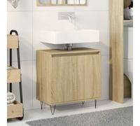 ZQQLVOO Armario de baño Sonoma roble 58 x 33 x 60 cm madera 2 puertas | 1 compartimento grande, patas de hierro de estilo industrial, soporte de pared incluido, resistencia a la humedad