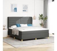 ZQQLVOO Cama con somier con colchón, color gris oscuro, 180 x 200 cm, marco de cama de tela King Size con somier y funda de poliéster transpirable para dormitorio moderno