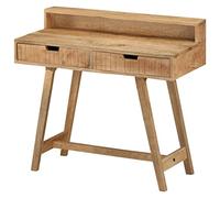ZQQLVOO Escritorio de madera maciza de mango, 100 x 45 x 90 cm, estilo vintage, con 2 cajones, para oficina y oficina en casa, robusta mesa de ordenador de madera rugosa con placa estable y exclusivo
