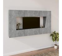 ZQQLVOO Juego de 8 muebles para TV, color gris hormigón y madera, moderno sofá relax con función reclinable para un confort elegante