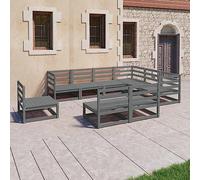ZQQLVOO Juego de salón de jardín de madera maciza de pino gris de 9 piezas