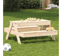 ZQQLVOO Mesa de picnic con arenero de madera maciza de pino, mesa de jardín resistente con tablero extraíble y asientos de listones para una buena ventilación, 1 unidad