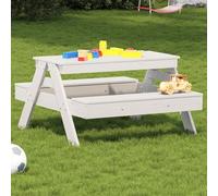 ZQQLVOO Mesa de picnic maciza de pino para exteriores con diseño de lamas, asiento de 88 x 97 x 52 cm, mesa de jardín robusta para picnic y juegos, mesa de madera duradera en color blanco