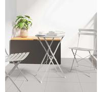 ZQQLVOO Mesa plegable redonda para exteriores, 50 x 71 cm de diámetro, acero con recubrimiento en polvo, color beige, patas plegables para jardín, terraza, balcón