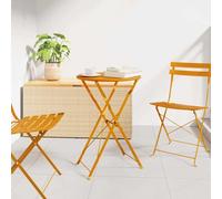 ZQQLVOO Mesa plegable redonda para exteriores, 50 x 71 cm de diámetro, acero recubierto de polvo mostaza, patas plegables totalmente montadas, para jardín, terraza, balcón