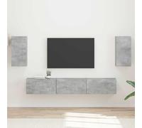 ZQQLVOO Moderno sistema de muebles de TV de 5 piezas en gris hormigón con dos armarios de pared y tres gabinetes de TV para guardar electrodomésticos y accesorios