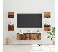 ZQQLVOO Mueble de TV Juego de 6 Piezas Madera Vieja Mediana Armario de Almacenamiento Montado en Pared con Puerta, Espacio de Almacenamiento rústico para Sala de Estar y Comedor. 120x30x30cm