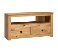 ZQQLVOO Mueble esquinero de TV de pino macizo con espacio de almacenamiento y cajones para dispositivos multimedia, 93 x 49 x 49 cm, madera maciza de pino Panamá