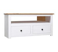 ZQQLVOO Mueble esquinero para TV de color blanco, madera maciza de pino, con espacio de almacenamiento y cajones, 93 x 49 x 49 cm, madera maciza de pino Panamá
