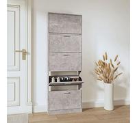 ZQQLVOO Zapatero gris hormigón 59 x 17 x 169 cm de material de madera con 5 compartimentos basculantes para espacio de almacenamiento, organizador de muebles, entrada