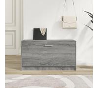 ZQQLVOO Zapatero gris Sonoma 80 x 24 x 45 cm de material de madera con tablero de asiento robusto y amplio espacio de almacenamiento para 5-6 pares de zapatos, muebles de almacenamiento duraderos para