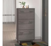 ZQQLVOO Zapatero Hamar gris claro, 59,5 x 35 x 117 cm, madera maciza de pino con tres solapas para un almacenamiento sin polvo, robusto armario de madera de pino para orden y almacenamiento.