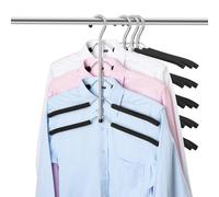 ZriEy 4 perchas para abrigos, perchas 5 en 1 de múltiples capas para ropa con esponja de metal, perchas para ahorrar espacio con esponja EVA para chaqueta, abrigo, suéter, pantalones, camiseta, color