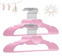 ZRKFSR Perchas de plástico, Paquete de 30 Unidades, Perchas de corazón Rosa, Ultra Delgadas, ahorran Espacio, Gancho Giratorio de 360 Grados y 10 Clips, Perchas Fuertes y duraderas para Abrigos de
