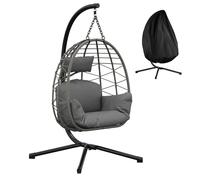 Zstar Silla Colgante Huevo Exterior - Ratán - con Soporte, Funda