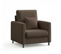 Zstar Sillón Decorativo Moderno De Medios De Siglo, Compacto 83 cm, Tapizado, Estructura De Madera Maciza, Asiento Individual Cómodo para Espacios Reducidos De Sala y Dormitorio，Marrón