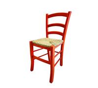 ZStyle Silla Venezia de madera de colores, para restaurante, granja, cocina, casa, paja, verde, azul, amarillo, rojo (naranja)