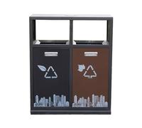 ZTHYSHOZ Cubo de Basura Bote de Basura al Aire Libre Retro con cenicero Papelera clasificada Área pública Bote de basura acero galvanizado