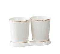 ZTHYSHOZ Porta Utensilios Porta Utensilios de cerámica con 2 Compartimentos for encimera Cocina(Blanco)