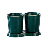 ZTHYSHOZ Porta Utensilios Porta Utensilios de cerámica con 2 Compartimentos for encimera Cocina(Green)