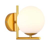 ZTTECH - Aplique de pared con bola de cristal blanco, globo de cristal blanco con base dorada, lámpara de pared para cabecera (Dorado)