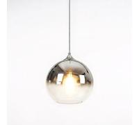 ZTTECH Lámpara Colgante de Cristal Vintage Globo de Cristal Degradado E27 Cable Trenzado Ajustable 150cm Lámpara de Techo Colgante para Isla Cocina Comedor Dormitorio Cafetería (Plateado, 20cm)
