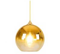 ZTTECH Lámpara Colgante de Cristal Vintage Globo de Cristal Degradado E27 Cable Trenzado Ajustable 150cm Lámpara de Techo Colgante para Isla Cocina Comedor Dormitorio Cafetería (Dorado, 30cm)