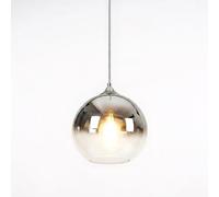 ZTTECH Lámpara Colgante de Cristal Vintage Globo de Cristal Degradado E27 Cable Trenzado Ajustable 150cm Lámpara de Techo Colgante para Isla Cocina Comedor Dormitorio Cafetería (Plateado, 30cm)