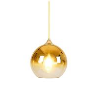 ZTTECH Lámpara Colgante de Cristal Vintage Globo de Cristal Degradado E27 Cable Trenzado Ajustable 150cm Lámpara de Techo Colgante para Isla Cocina Comedor Dormitorio Cafetería (Dorado, 20cm)
