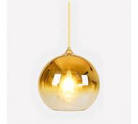 ZTTECH Lámpara Colgante de Cristal Vintage Globo de Cristal Degradado E27 Cable Trenzado Ajustable 150cm Lámpara de Techo Colgante para Isla Cocina Comedor Dormitorio Cafetería (Dorado, 25cm)